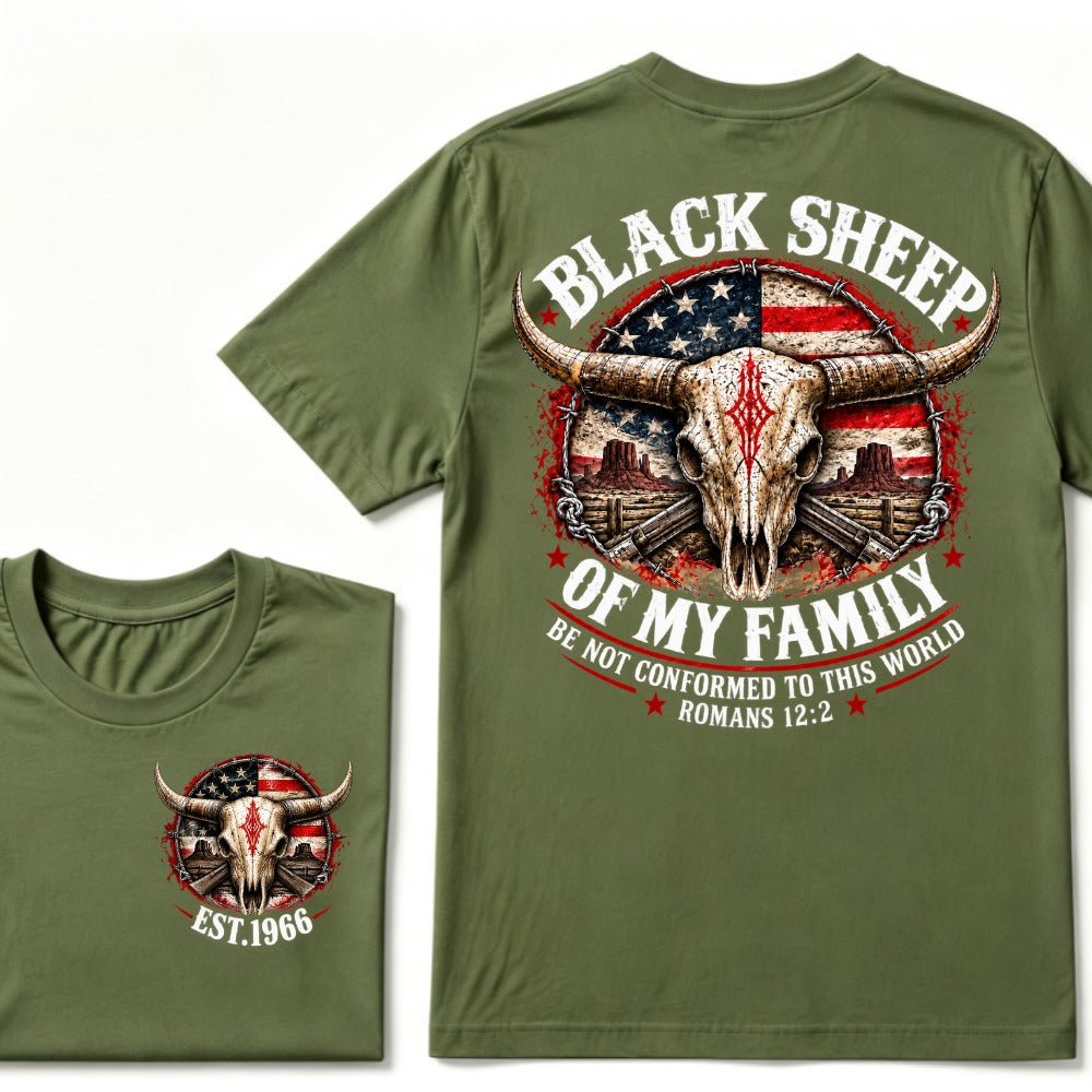 Black Sheep Of My Family Be Not Conformed To This World Romans 12:2 EST.Year Tee