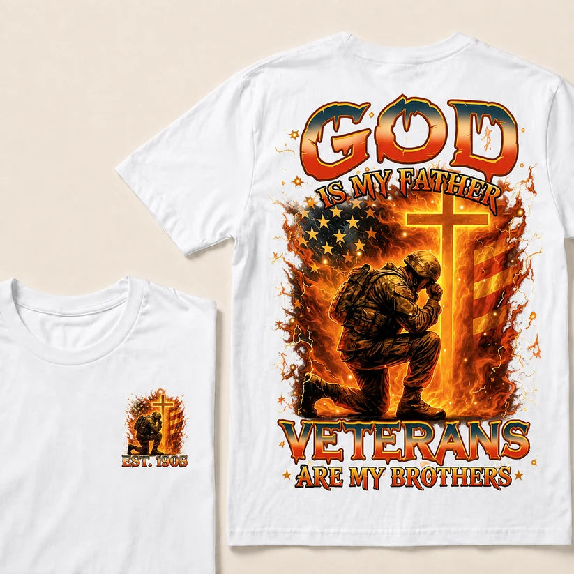 God Is My Father Veterans Are My Brothers Custom Year T-shirt