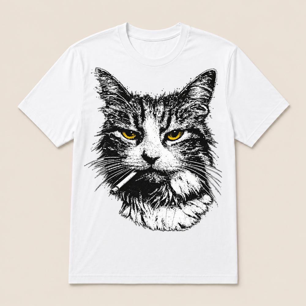 Funny Cool Cat Smoking Funny Meme Cigarette Cat Gang Vintage Cigar T Shirt
