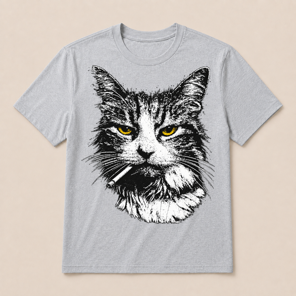 Funny Cool Cat Smoking Funny Meme Cigarette Cat Gang Vintage Cigar T Shirt