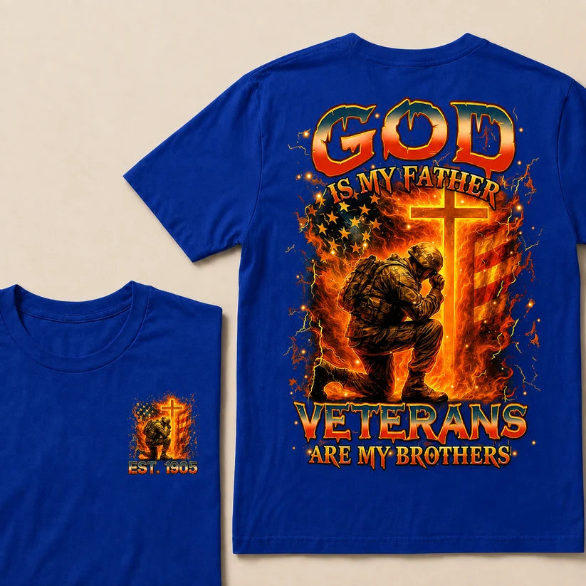 God Is My Father Veterans Are My Brothers Custom Year T-shirt