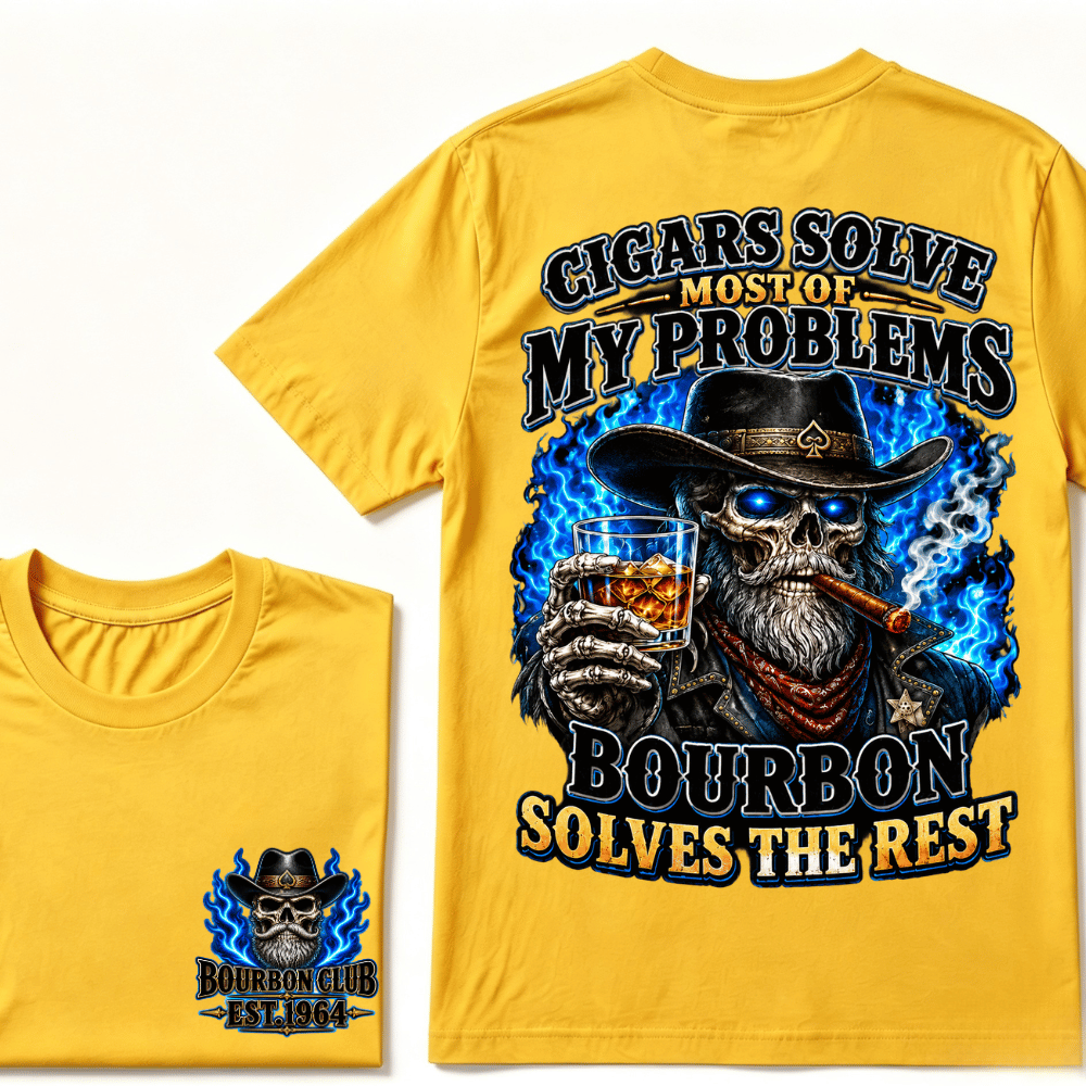 Cigars Solve Most Of My Problems Bourbon Solves The Rest Custom EST.Year T-Shirt