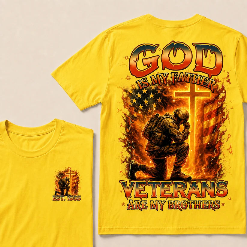 God Is My Father Veterans Are My Brothers Custom Year T-shirt