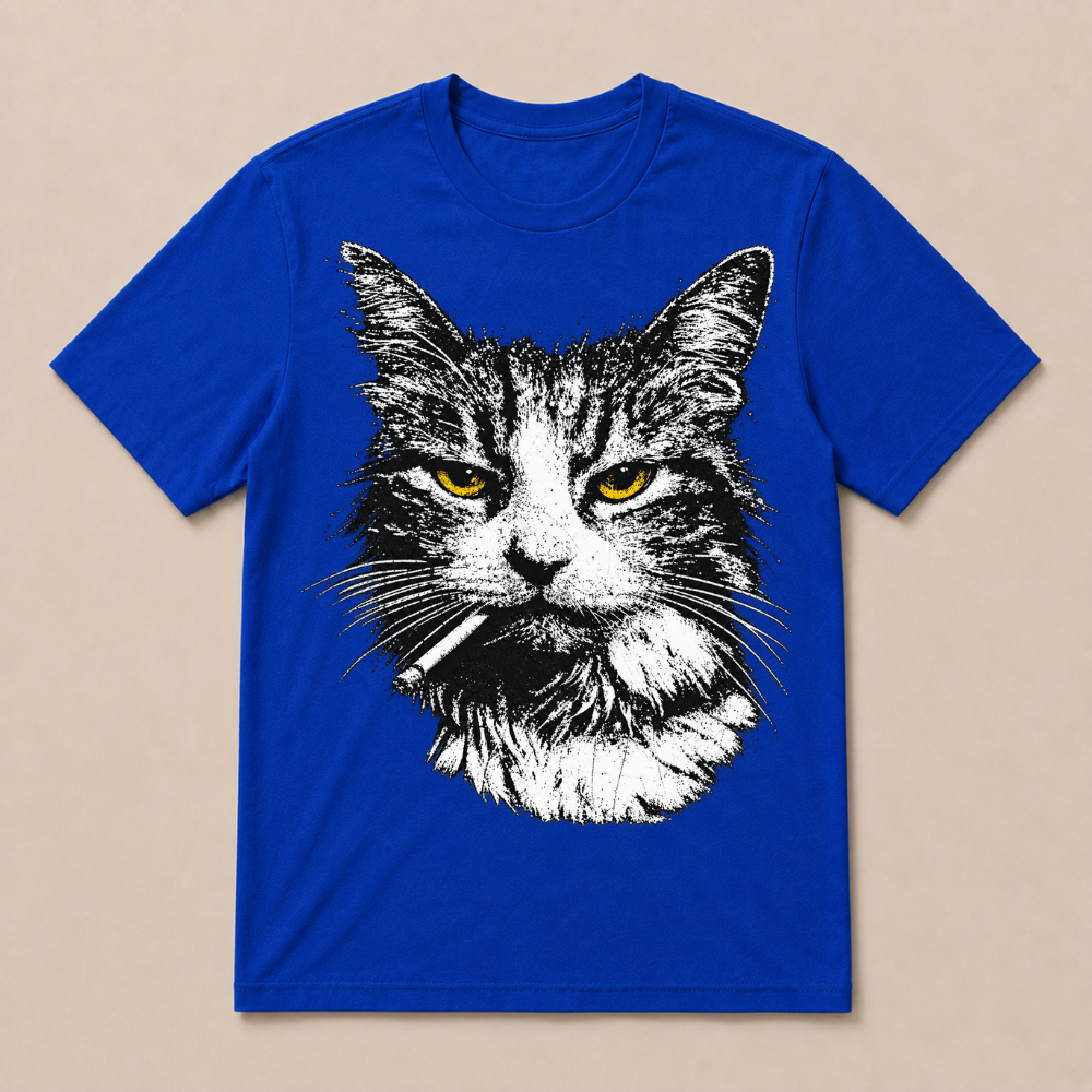Funny Cool Cat Smoking Funny Meme Cigarette Cat Gang Vintage Cigar T Shirt
