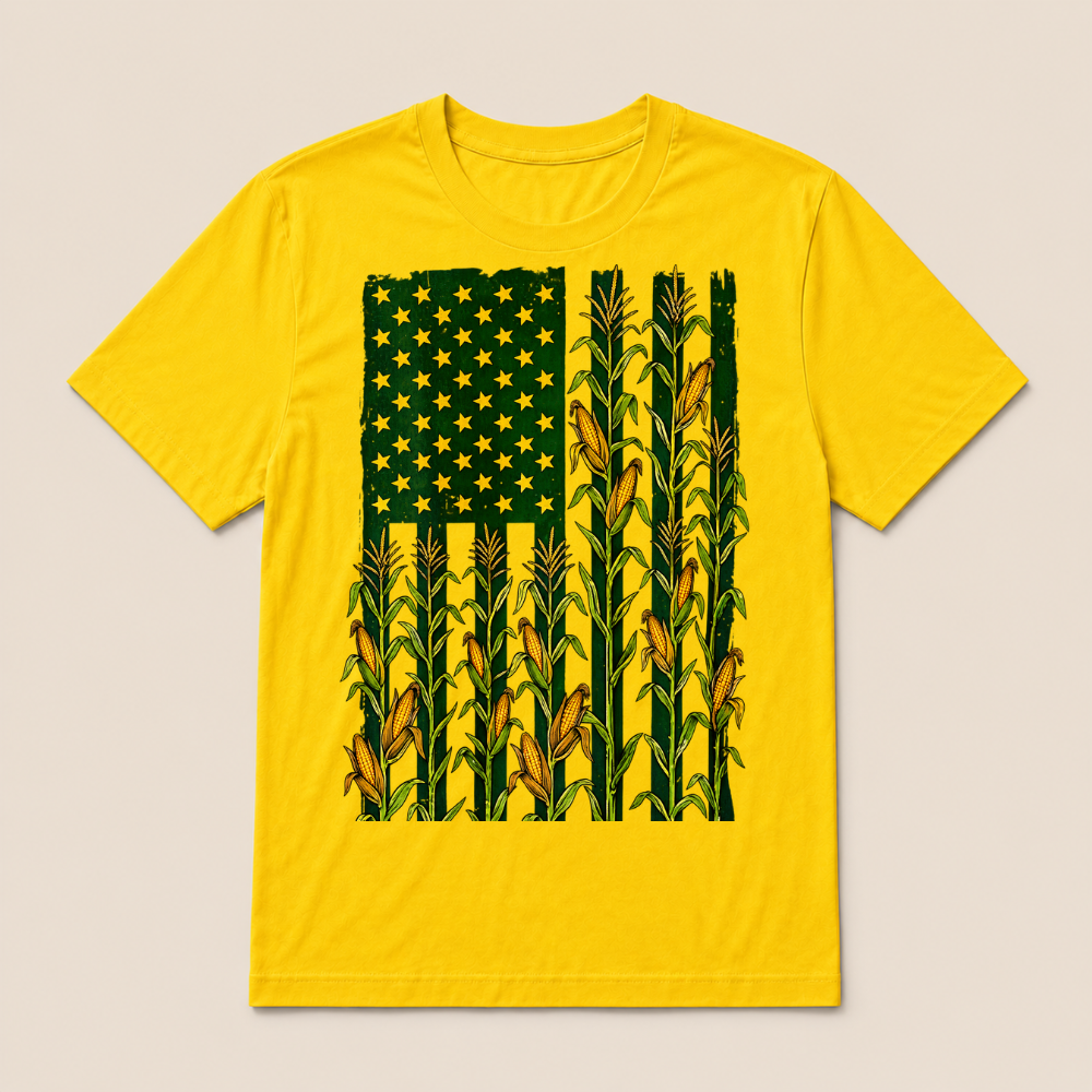American Flag Corn Field Farmer Patriotic T Shirt