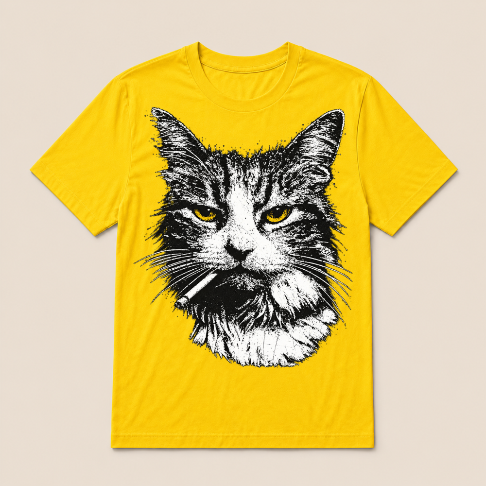 Funny Cool Cat Smoking Funny Meme Cigarette Cat Gang Vintage Cigar T Shirt
