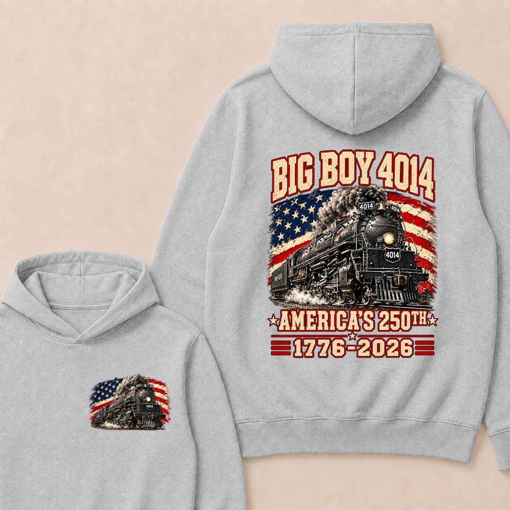 250 Years Big Boy 4014 Train Us Flag Vintage Apparel Train Hoodie