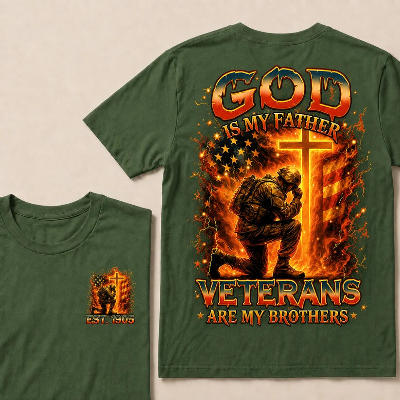 God Is My Father Veterans Are My Brothers Custom Year T-shirt