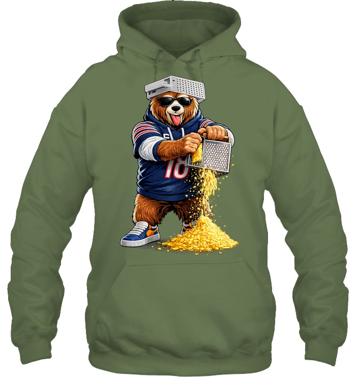 Bear with Cheese Grater Hat and Sunglasses Hoodie