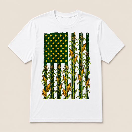 American Flag Corn Field Farmer Patriotic T Shirt
