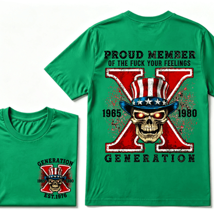 Custom Your Year Proud Member of The Fuck Your Feelings Gen X EST.Year Horror Skull T-Shirt