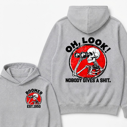 Oh, Look! Nobody Gives A Shit. Boomer Est.Year Hoodie