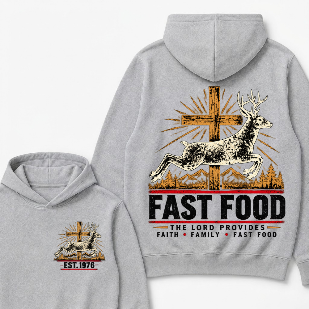 Fast Food The Lord Provides Faith • Family • Fast Food Est. Year Hoodie