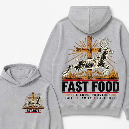 Fast Food The Lord Provides Faith • Family • Fast Food Est. Year Hoodie