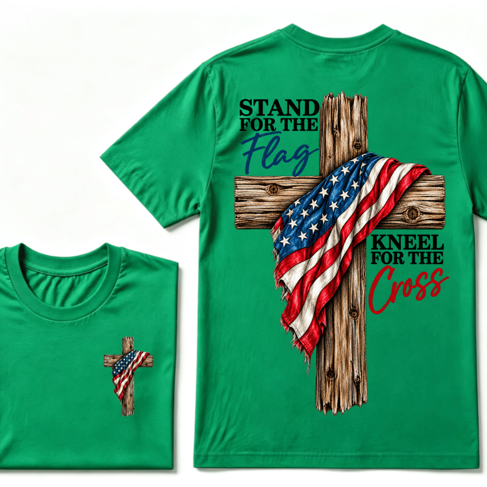 Stand For The Flag Kneel For The Cross Printed Casual T-Shirt