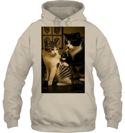 Vintage Cat Smoking Tattoo Inked Kitty Artist Funny Meme Hoodie