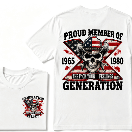 The F*ck Your Feelings Proud Member 1965-1980  Generation X EST.Year Halloween Gen X Graphic T-Shirt