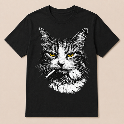Funny Cool Cat Smoking Funny Meme Cigarette Cat Gang Vintage Cigar T Shirt