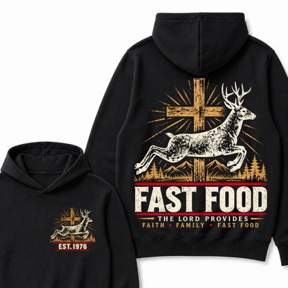 Fast Food The Lord Provides Faith • Family • Fast Food Est. Year Hoodie