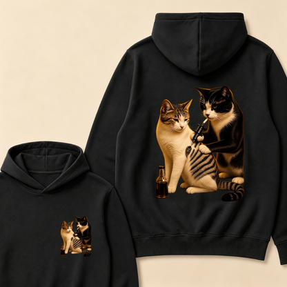 Vintage Cat Smoking Tattoo Inked Kitty Artist Funny Meme Hoodie