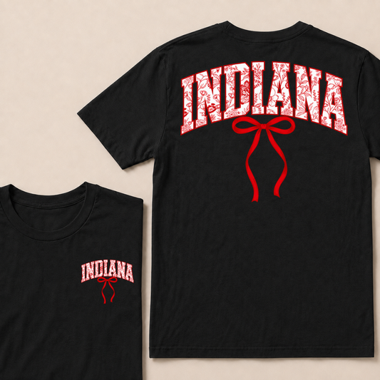 Indiana Vintage Athletic Sports Red Coquette Bow 80s 90s T Shirt