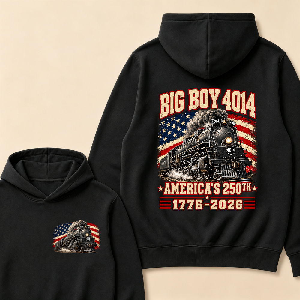 250 Years Big Boy 4014 Train Us Flag Vintage Apparel Train Hoodie