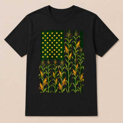 American Flag Corn Field Farmer Patriotic T Shirt