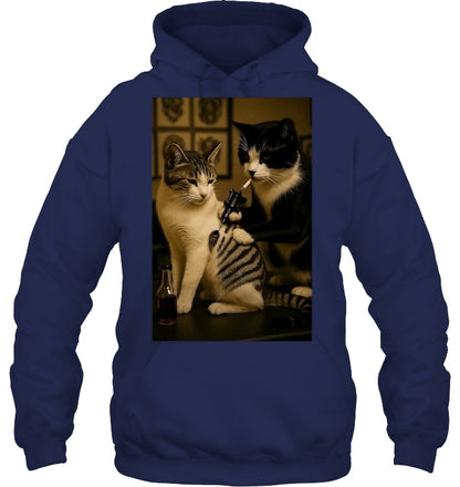Vintage Cat Smoking Tattoo Inked Kitty Artist Funny Meme Hoodie