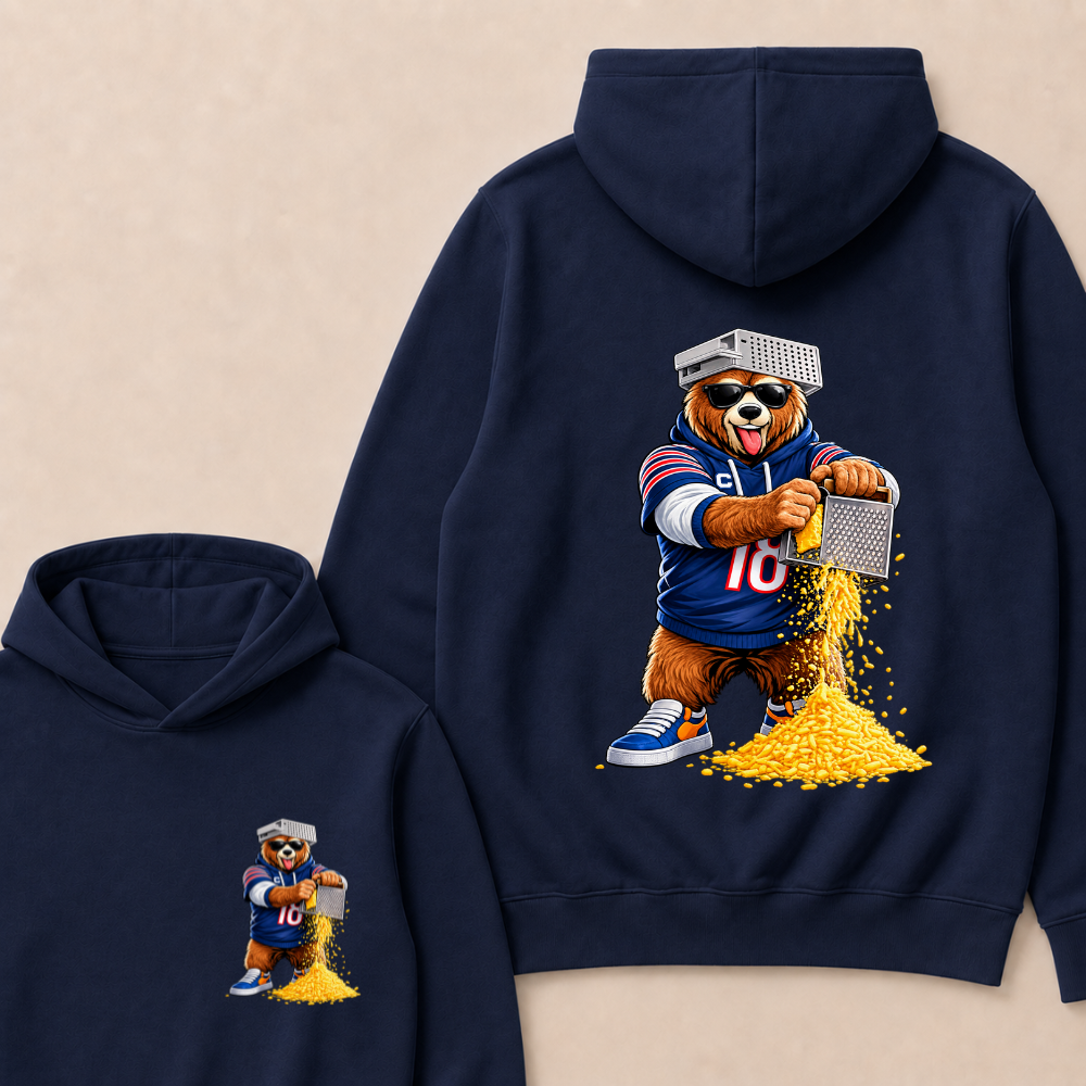 Bear with Cheese Grater Hat and Sunglasses Hoodie