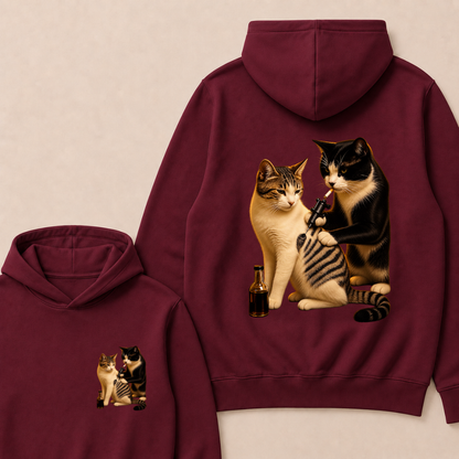 Vintage Cat Smoking Tattoo Inked Kitty Artist Funny Meme Hoodie