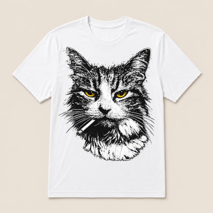 Funny Cool Cat Smoking Funny Meme Cigarette Cat Gang Vintage Cigar T Shirt