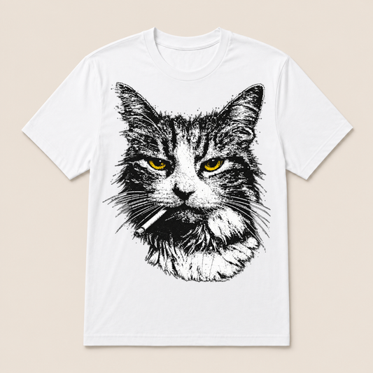 Funny Cool Cat Smoking Funny Meme Cigarette Cat Gang Vintage Cigar T Shirt
