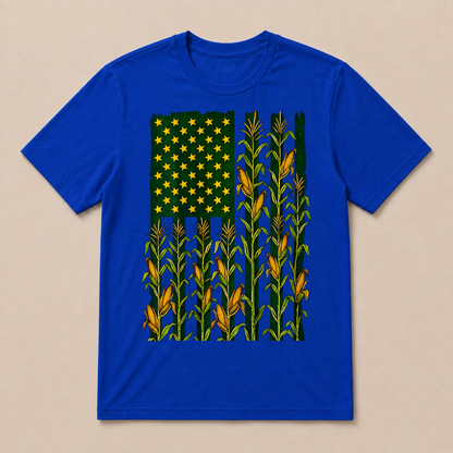 American Flag Corn Field Farmer Patriotic T Shirt