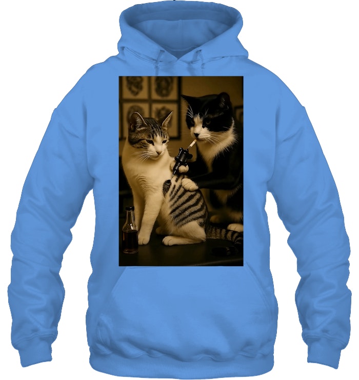 Vintage Cat Smoking Tattoo Inked Kitty Artist Funny Meme Hoodie