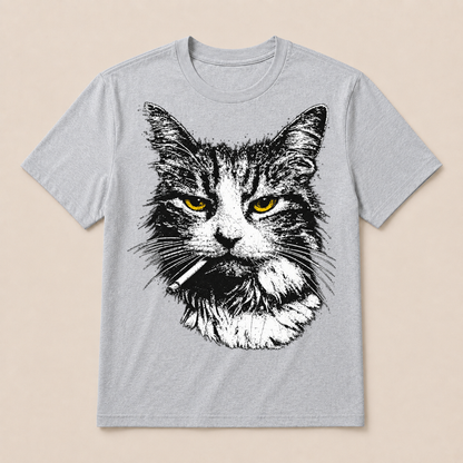 Funny Cool Cat Smoking Funny Meme Cigarette Cat Gang Vintage Cigar T Shirt