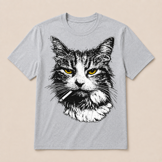 Funny Cool Cat Smoking Funny Meme Cigarette Cat Gang Vintage Cigar T Shirt