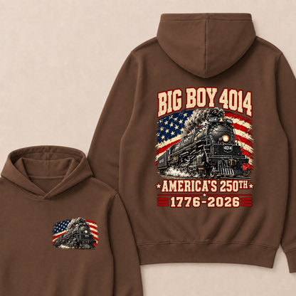 250 Years Big Boy 4014 Train Us Flag Vintage Apparel Train Hoodie
