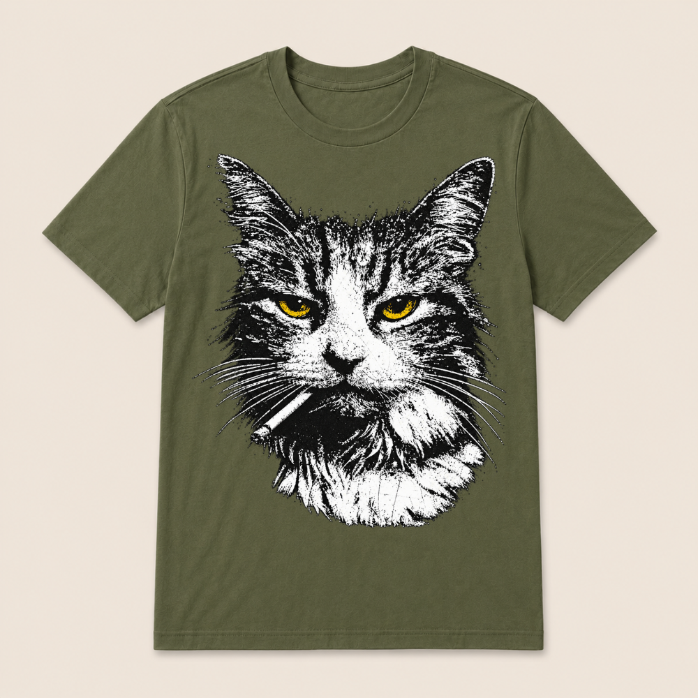 Funny Cool Cat Smoking Funny Meme Cigarette Cat Gang Vintage Cigar T Shirt