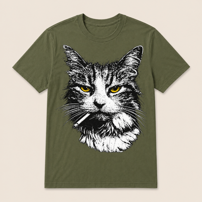 Funny Cool Cat Smoking Funny Meme Cigarette Cat Gang Vintage Cigar T Shirt