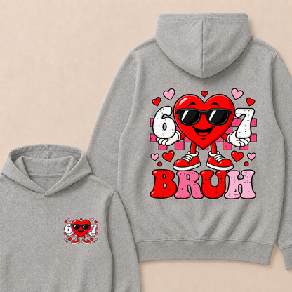 Six Seven 67 Bruh 6 7 Meme Funny Valentine Heart Hoodie