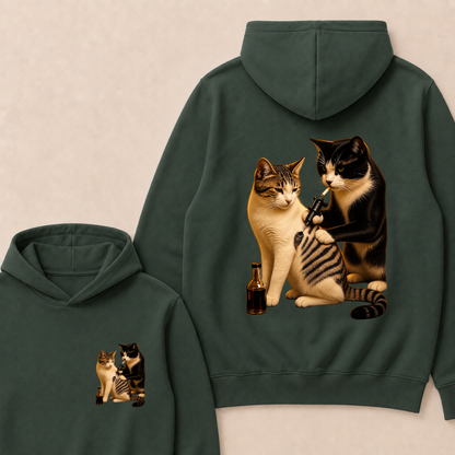 Vintage Cat Smoking Tattoo Inked Kitty Artist Funny Meme Hoodie