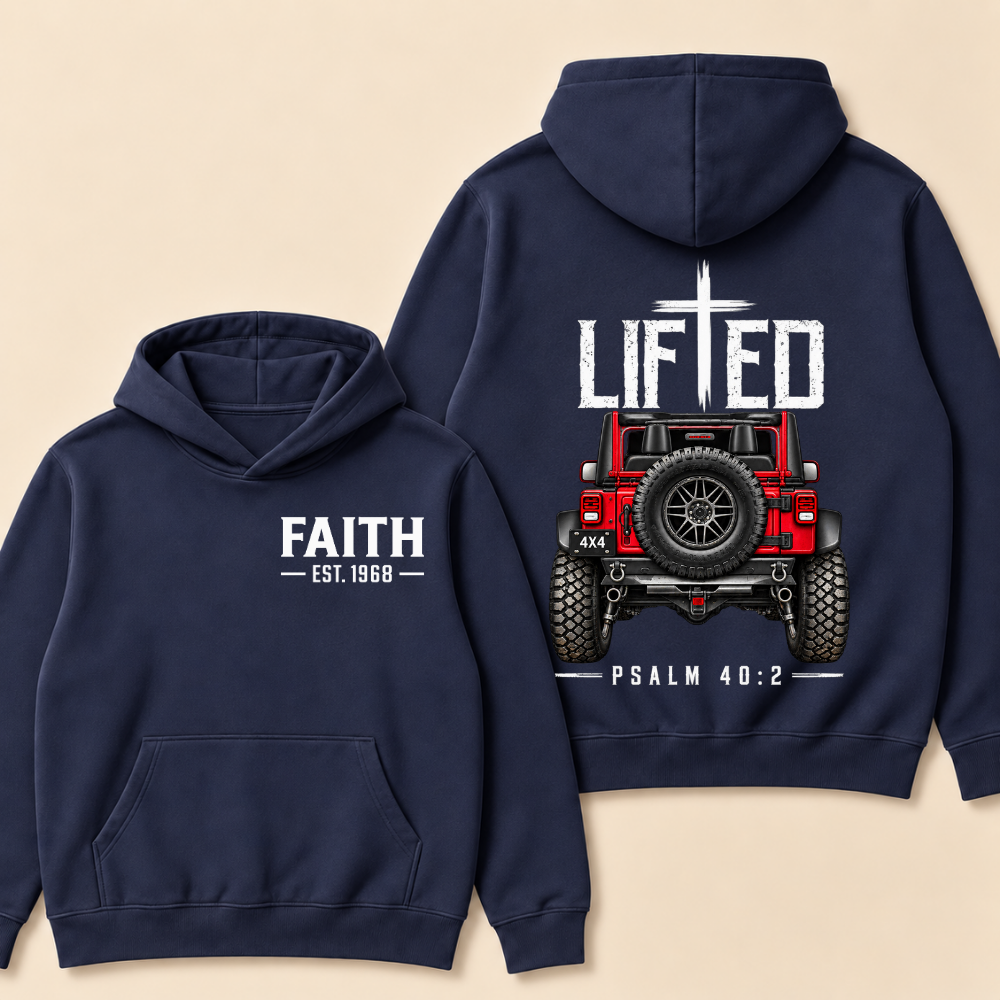 Lifted Faith 4x4 Jeep Hoodie | Custom Est Year Christian Off-Road Hoodie
