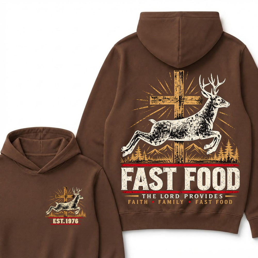 Fast Food The Lord Provides Faith • Family • Fast Food Est. Year Hoodie