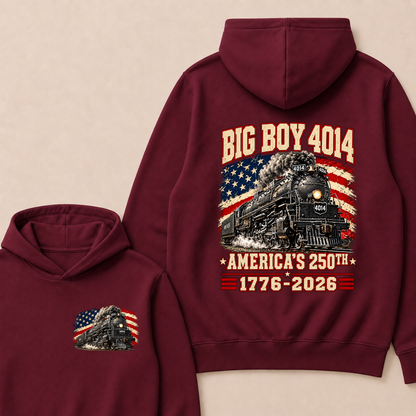 250 Years Big Boy 4014 Train Us Flag Vintage Apparel Train Hoodie