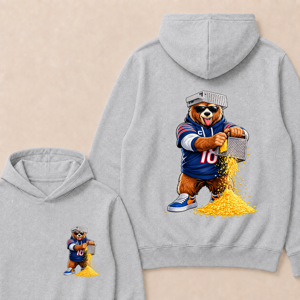 Bear with Cheese Grater Hat and Sunglasses Hoodie