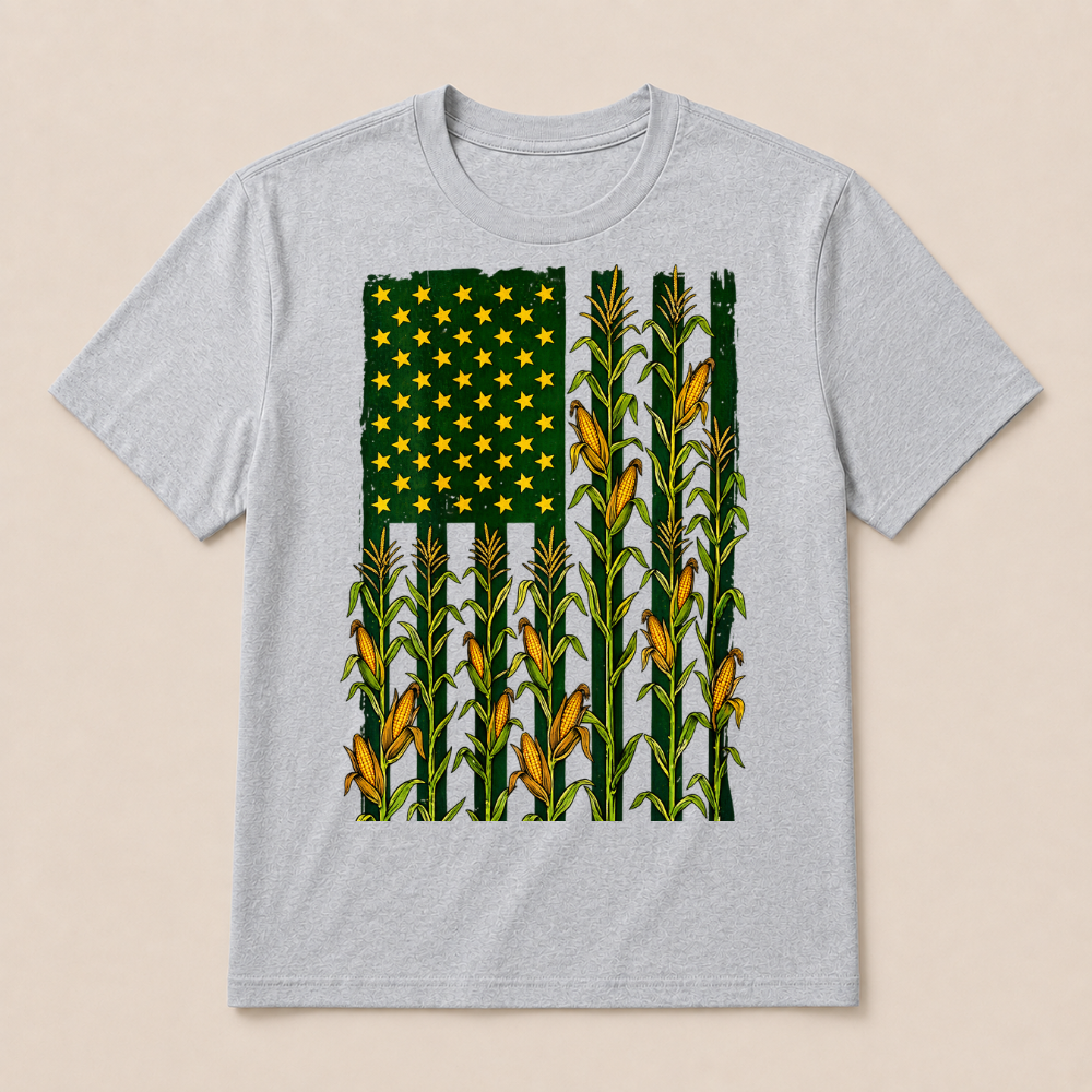 American Flag Corn Field Farmer Patriotic T Shirt