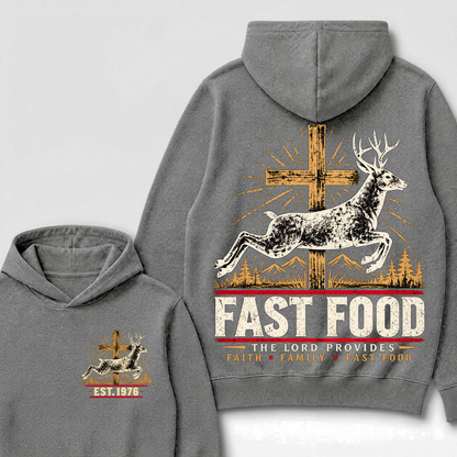 Fast Food The Lord Provides Faith • Family • Fast Food Est. Year Hoodie