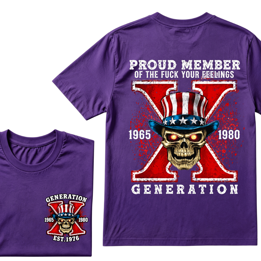 Custom Your Year Proud Member of The Fuck Your Feelings Gen X EST.Year Horror Skull T-Shirt