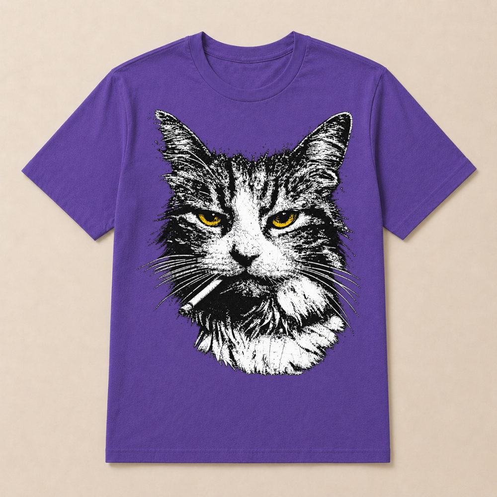 Funny Cool Cat Smoking Funny Meme Cigarette Cat Gang Vintage Cigar T Shirt