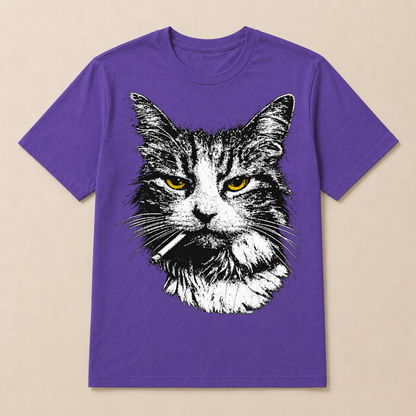 Funny Cool Cat Smoking Funny Meme Cigarette Cat Gang Vintage Cigar T Shirt